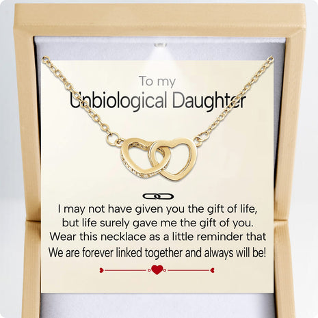 To My Bonus Daughter Necklace  With Heartfelt Message - Unique Jewelry For Bonus Daughter - Linked Together