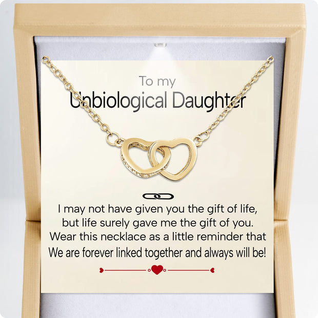To My Bonus Daughter Necklace  With Heartfelt Message - Unique Jewelry For Bonus Daughter - Linked Together