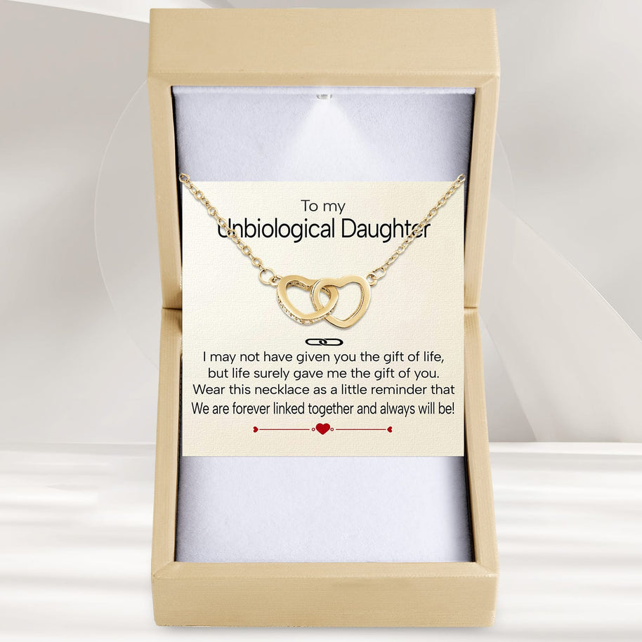 To My Bonus Daughter Necklace  With Heartfelt Message - Unique Jewelry For Bonus Daughter - Linked Together