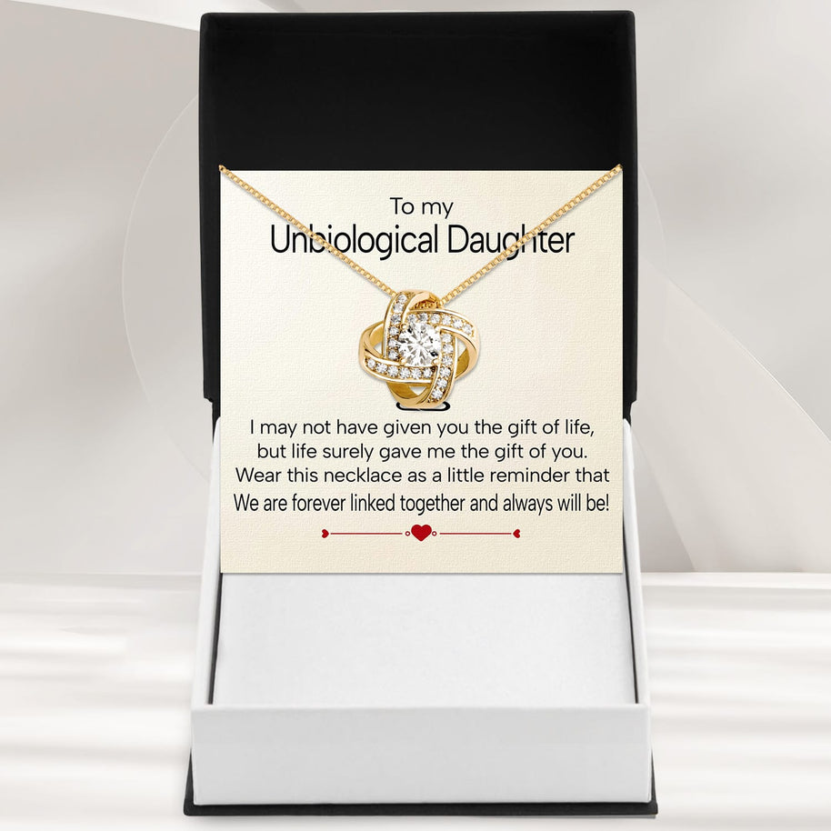 To My Bonus Daughter Necklace  With Heartfelt Message - Unique Jewelry For Bonus Daughter - Linked Together