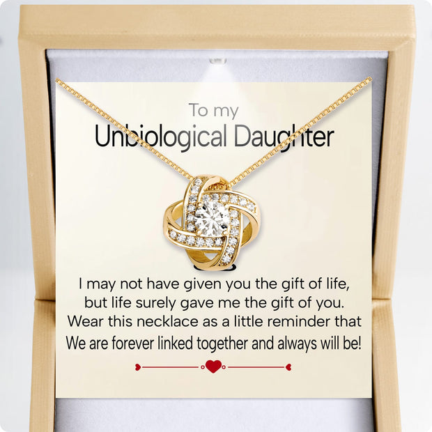 To My Bonus Daughter Necklace  With Heartfelt Message - Unique Jewelry For Bonus Daughter - Linked Together