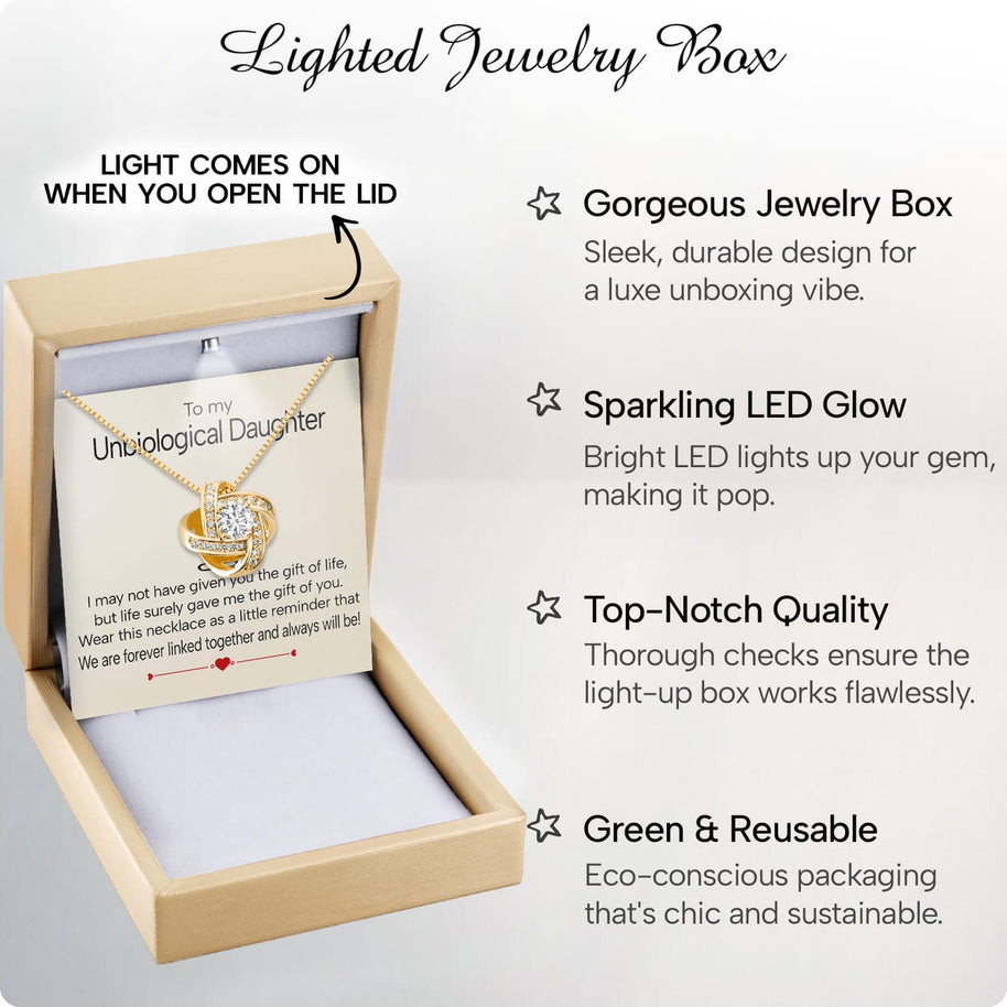 To My Bonus Daughter Necklace  With Heartfelt Message - Unique Jewelry For Bonus Daughter - Linked Together