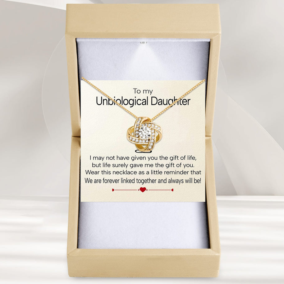 To My Bonus Daughter Necklace  With Heartfelt Message - Unique Jewelry For Bonus Daughter - Linked Together