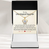 To My Bonus Daughter Heart Necklace  With Heartfelt Message - Unique Jewelry For Bonus Daughter - Linked Together