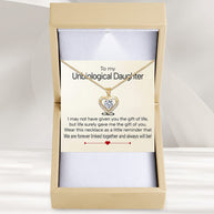 To My Bonus Daughter Heart Necklace  With Heartfelt Message - Unique Jewelry For Bonus Daughter - Linked Together