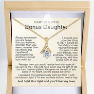 To My Bonus Daughter Necklace  With Heartfelt Message - Unique Jewelry For Bonus Daughter - Love and Light