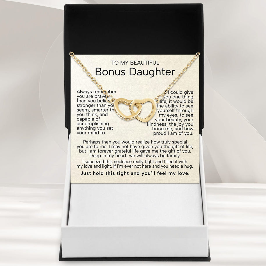 To My Bonus Daughter Necklace  With Heartfelt Message - Unique Jewelry For Bonus Daughter - Love and Light