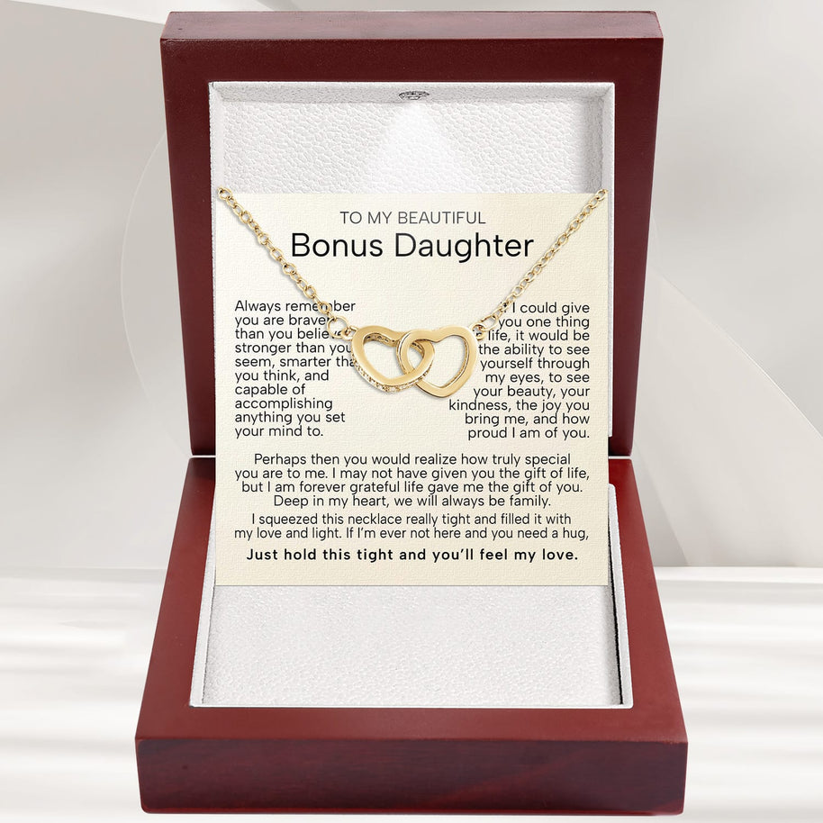 To My Bonus Daughter Necklace  With Heartfelt Message - Unique Jewelry For Bonus Daughter - Love and Light