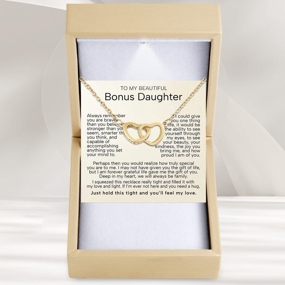 To My Bonus Daughter Necklace  With Heartfelt Message - Unique Jewelry For Bonus Daughter - Love and Light