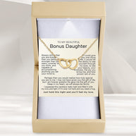 To My Bonus Daughter Necklace  With Heartfelt Message - Unique Jewelry For Bonus Daughter - Love and Light