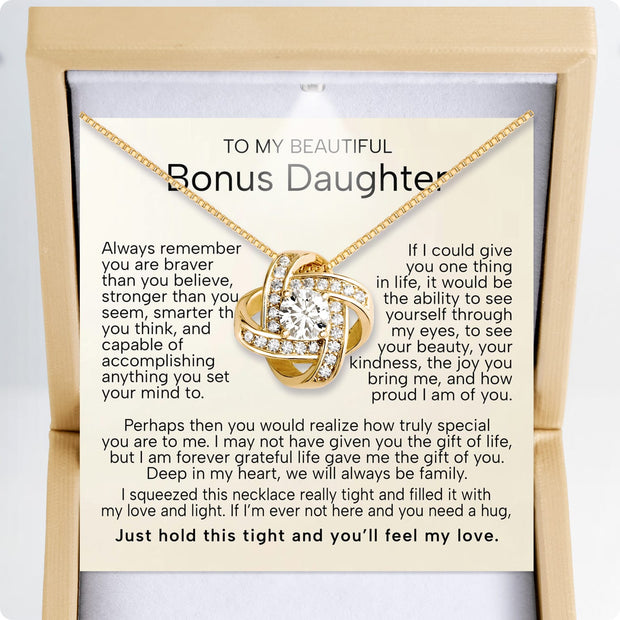 To My Bonus Daughter Necklace  With Heartfelt Message - Unique Jewelry For Bonus Daughter - Love and Light