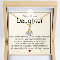 To My Bonus Daughter Necklace  With Heartfelt Message - Unique Jewelry For Bonus Daughter - We Are Family