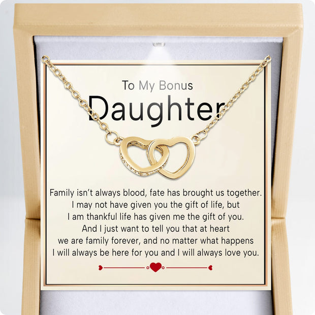 To My Bonus Daughter Necklace  With Heartfelt Message - Unique Jewelry For Bonus Daughter - We Are Family