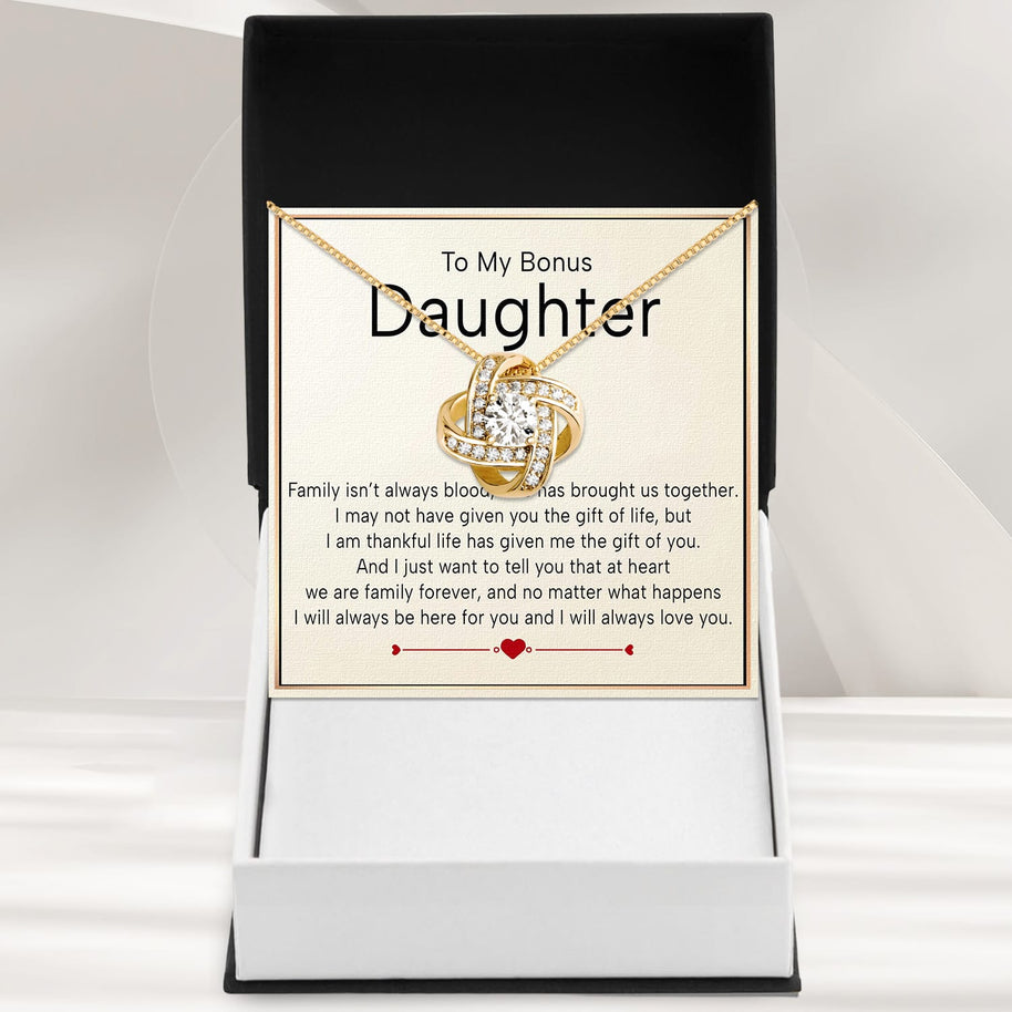 To My Bonus Daughter Necklace  With Heartfelt Message - Unique Jewelry For Bonus Daughter - We Are Family
