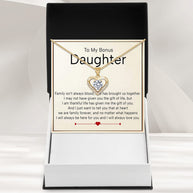To My Bonus Daughter Heart Necklace  With Heartfelt Message - Unique Jewelry For Bonus Daughter - We Are Family