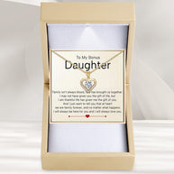 To My Bonus Daughter Heart Necklace  With Heartfelt Message - Unique Jewelry For Bonus Daughter - We Are Family
