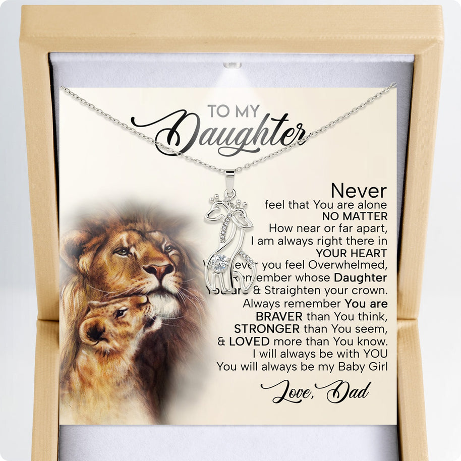 To My Daughter With Heartfelt Message - Giraffe Necklace For Daughter From Dad - My Baby Girl