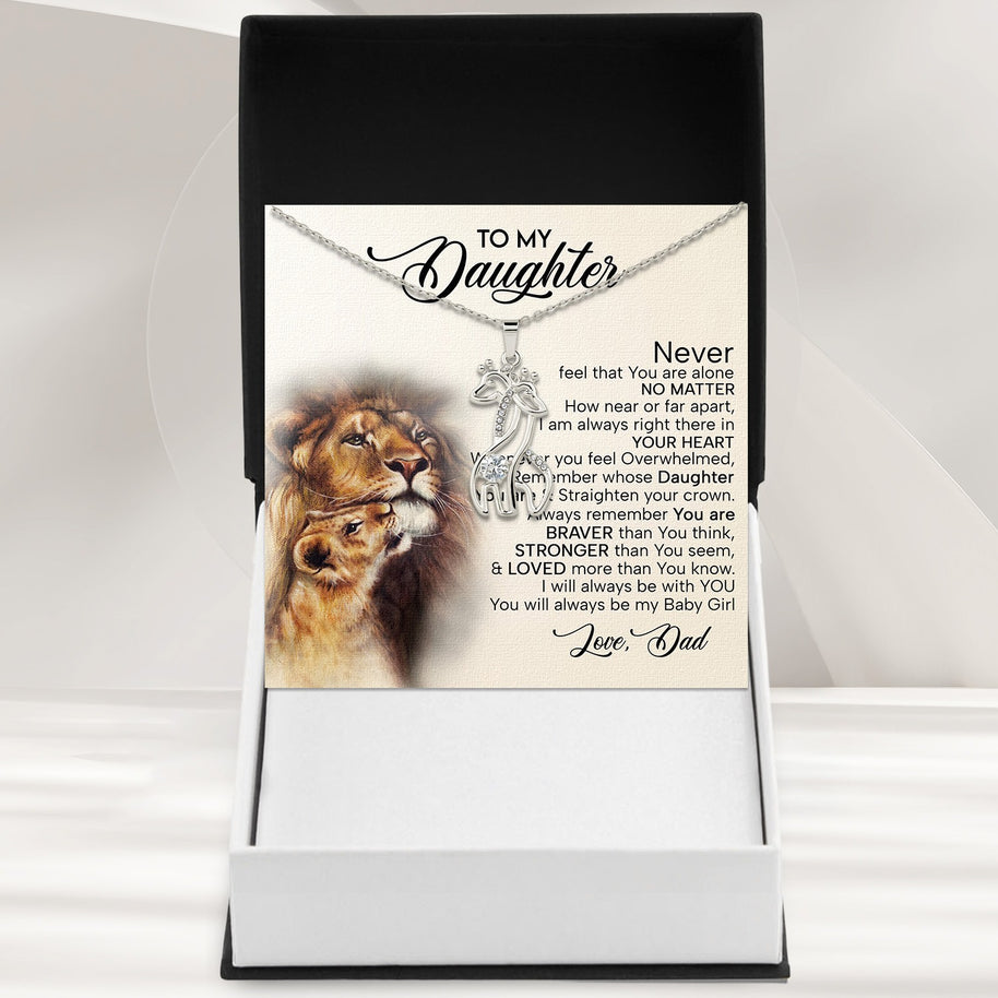 To My Daughter With Heartfelt Message - Giraffe Necklace For Daughter From Dad - My Baby Girl