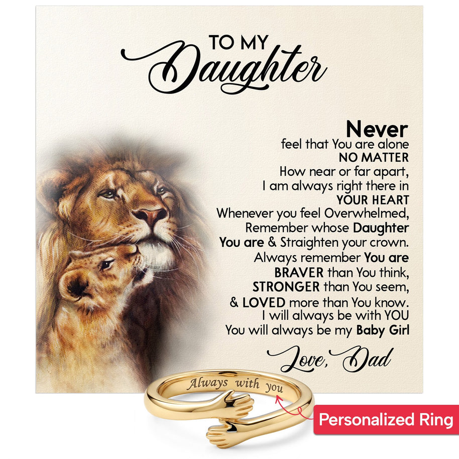 To My Daughter With Heartfelt Message - Engraved Hug Ring For Daughter From Dad - My Baby Girl