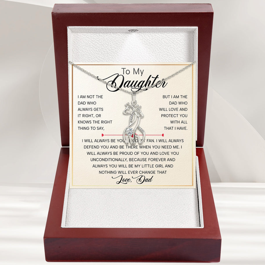 To My Daughter With Heartfelt Message - Giraffe Necklace For Daughter From Dad - My Little Girl