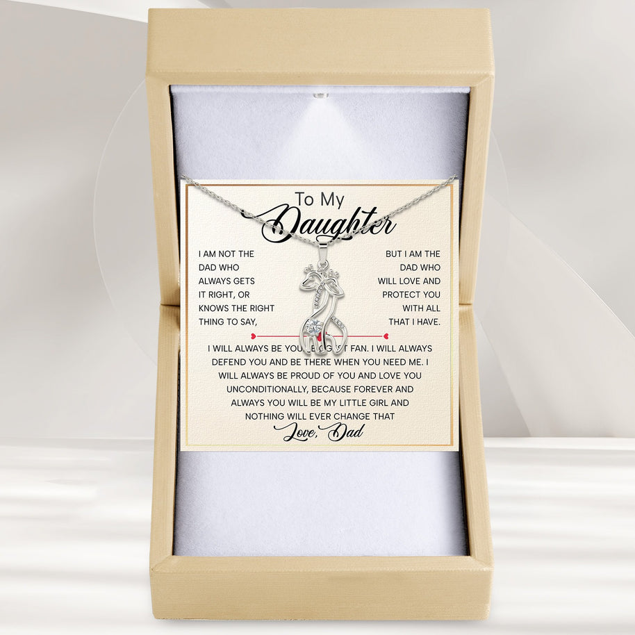 To My Daughter With Heartfelt Message - Giraffe Necklace For Daughter From Dad - My Little Girl