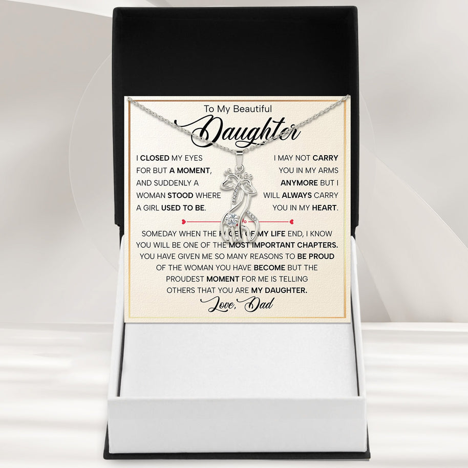 To My Daughter With Heartfelt Message - Giraffe Necklace For Daughter From Dad - Pages Of My Life