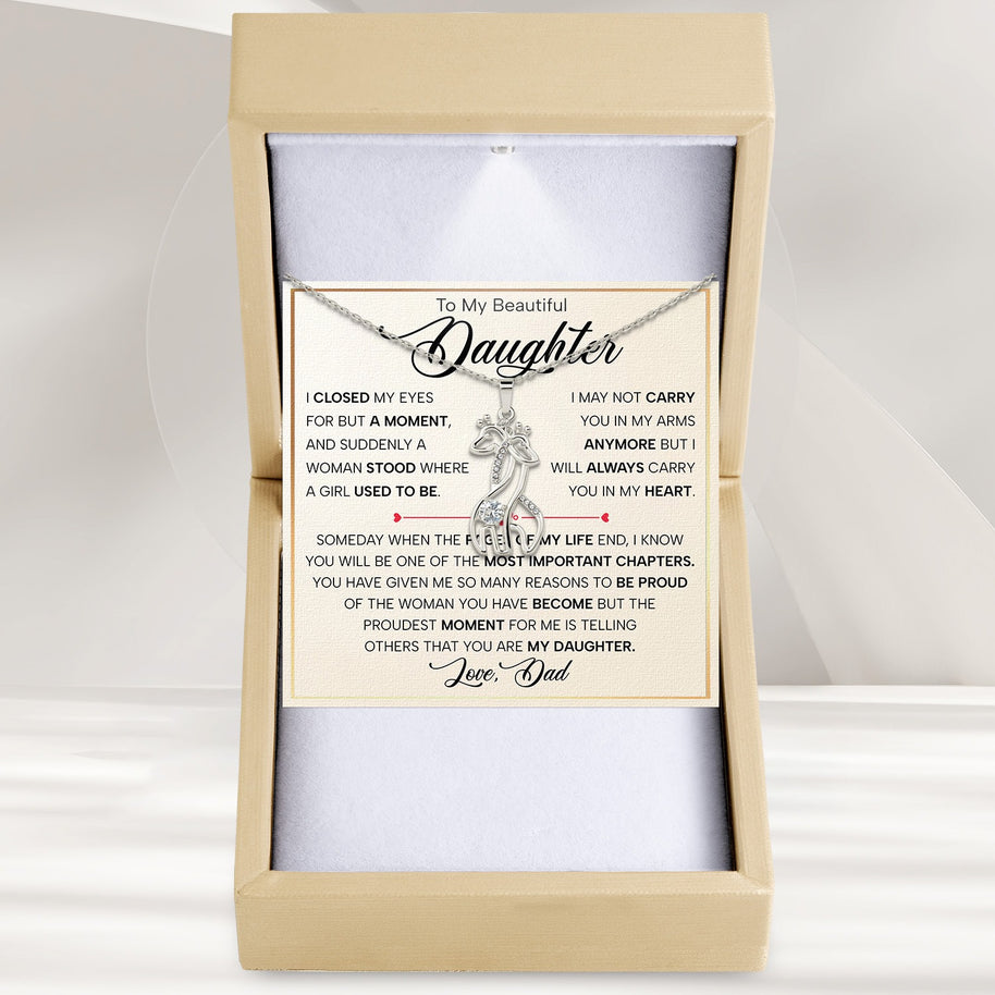 To My Daughter With Heartfelt Message - Giraffe Necklace For Daughter From Dad - Pages Of My Life