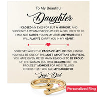 To My Daughter With Heartfelt Message - Engraved Hug Ring For Daughter From Dad - Pages Of My Life