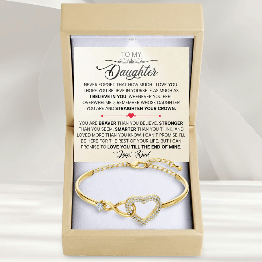 To My Daughter Bracelet From Dad With Message Card - Straighten Your Crown
