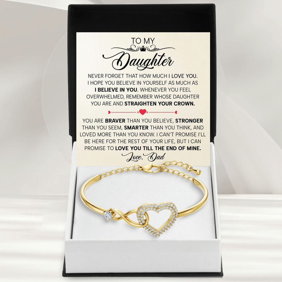 To My Daughter Bracelet From Dad With Message Card - Straighten Your Crown