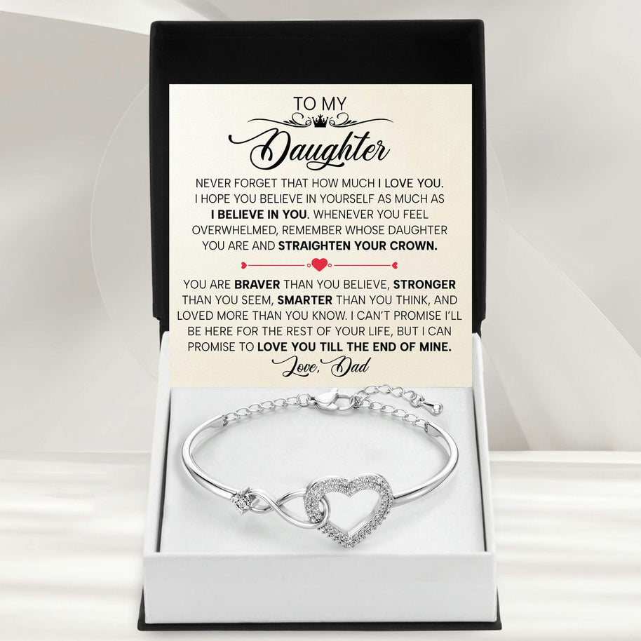 To My Daughter Bracelet From Dad With Message Card - Straighten Your Crown