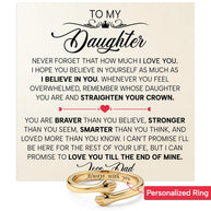 To My Daughter With Heartfelt Message - Engraved Hug Ring For Daughter From Dad - Straighten Your Crown