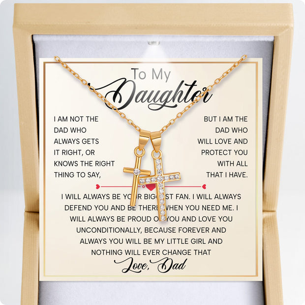 To My Daughter Cross Necklace From Dad With Heartfelt Message - Unique Jewelry For Daughter - My Love and Light