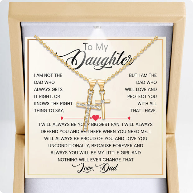 To My Daughter Cross Necklace From Dad With Heartfelt Message - Unique Jewelry For Daughter - My Love and Light