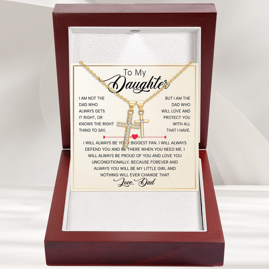 To My Daughter Cross Necklace From Dad With Heartfelt Message - Unique Jewelry For Daughter - My Love and Light