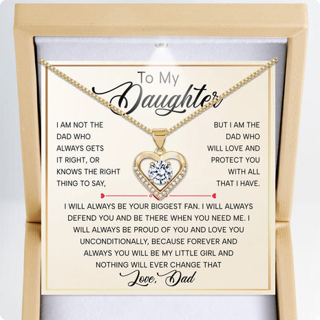 To My Daughter Heart Necklace From Dad With Heartfelt Message - Unique Jewelry For Daughter - My Love and Light