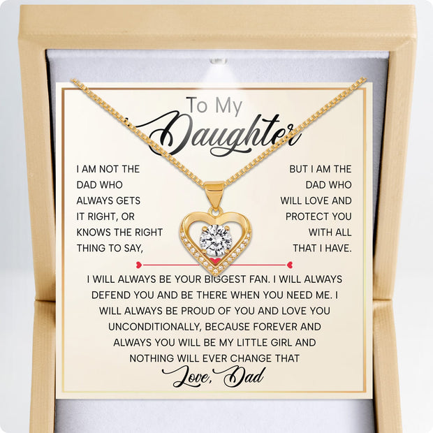 To My Daughter Heart Necklace From Dad With Heartfelt Message - Unique Jewelry For Daughter - My Love and Light