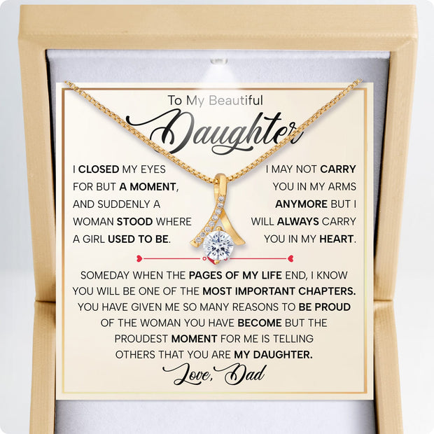 To My Daughter Necklace From Dad With Heartfelt Message - Unique Jewelry For Daughter - Page Of My Life