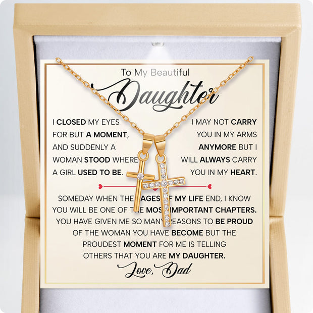 To My Daughter Cross Necklace From Dad With Heartfelt Message - Unique Jewelry For Daughter - Page Of My Life