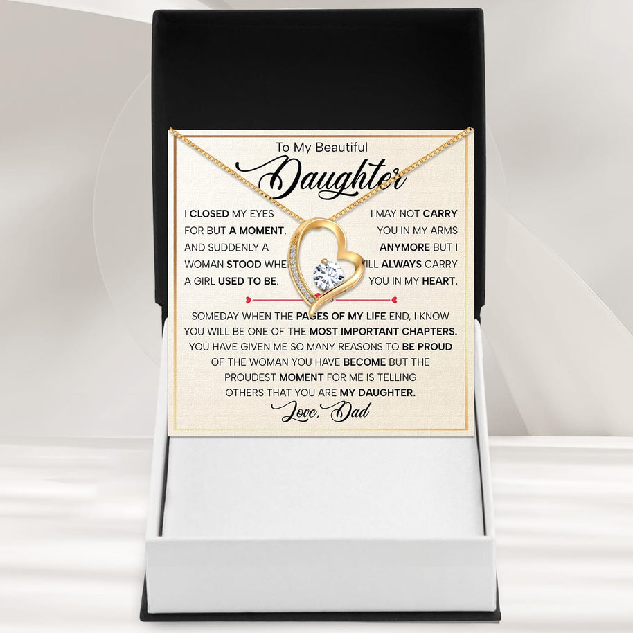 To My Daughter Necklace From Dad With Heartfelt Message - Unique Jewelry For Daughter - Page Of My Life