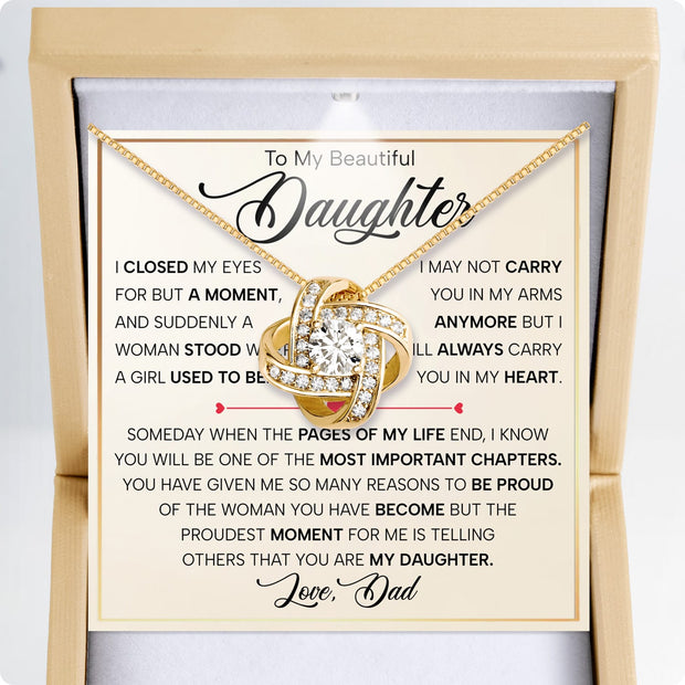 To My Daughter Necklace From Dad With Heartfelt Message - Unique Jewelry For Daughter - Page Of My Life
