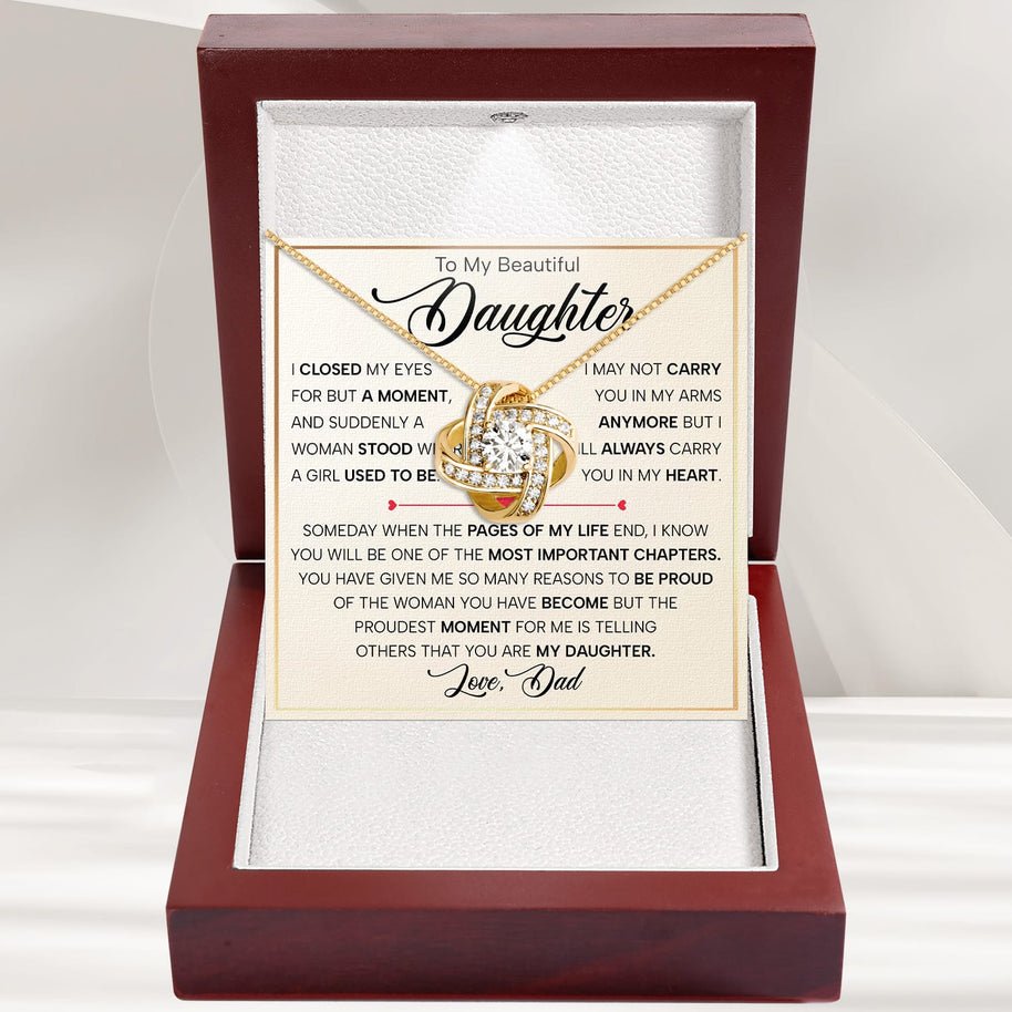To My Daughter Necklace From Dad With Heartfelt Message - Unique Jewelry For Daughter - Page Of My Life