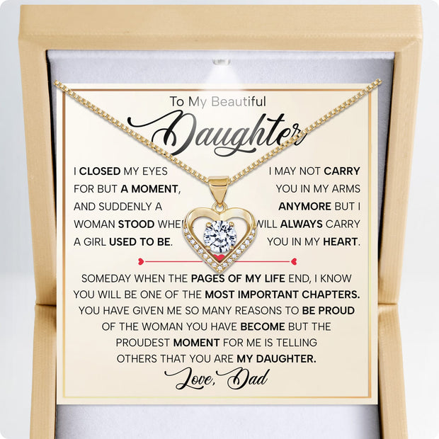 To My Daughter Heart Necklace From Dad With Heartfelt Message - Unique Jewelry For Daughter - Page Of My Life