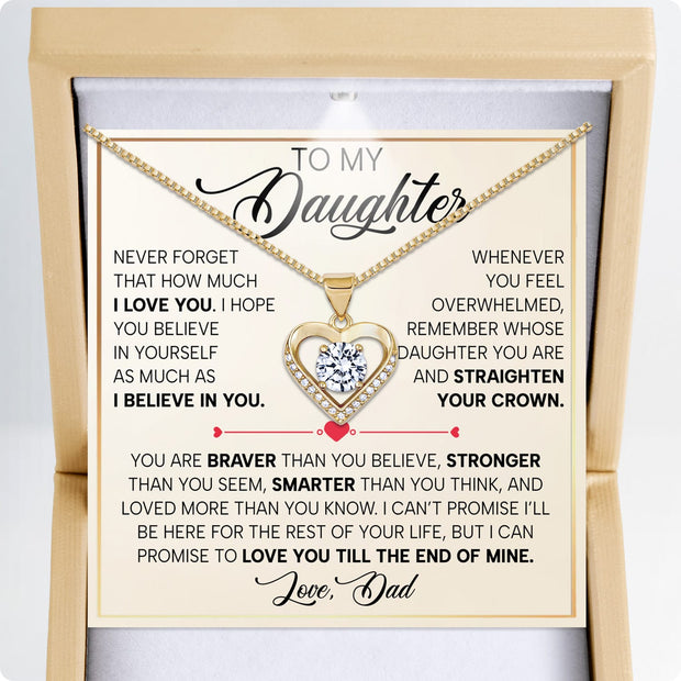 To My Daughter Heart Necklace From Dad With Heartfelt Message - Unique Jewelry For Daughter - Proud of You