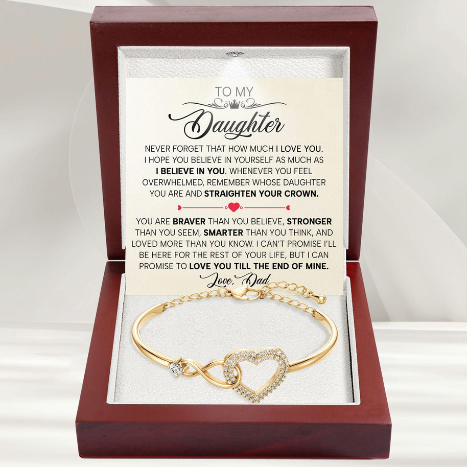 To My Daughter Bracelet From Dad With Message Card - Straighten Your Crown