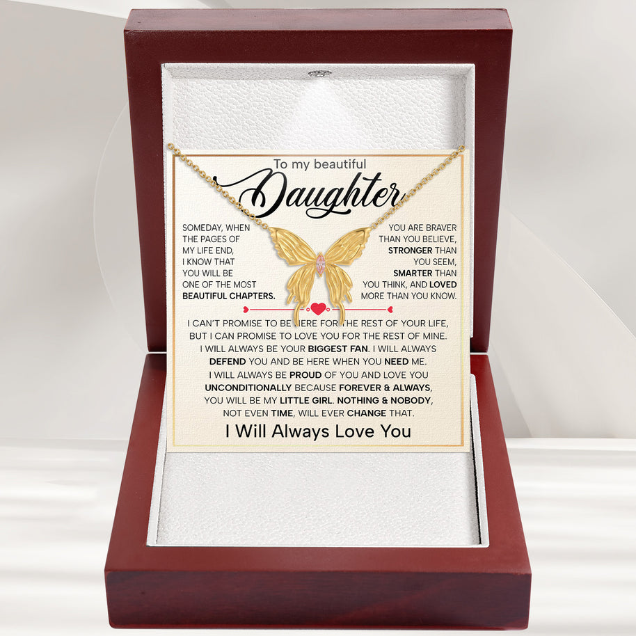 To My Daughter With Heartfelt Message - Butterfly Necklace For Daughter - Always In Mine