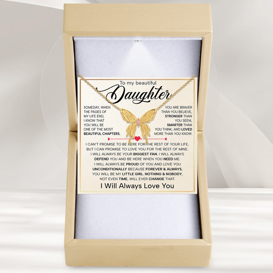 To My Daughter With Heartfelt Message - Butterfly Necklace For Daughter - Always In Mine