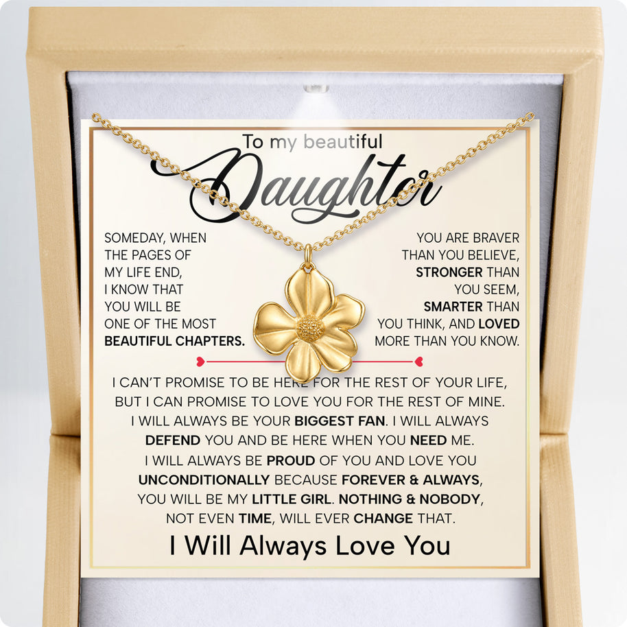To My Daughter With Heartfelt Message - Cosmos Flower Necklace For Daughter - Always In Mine