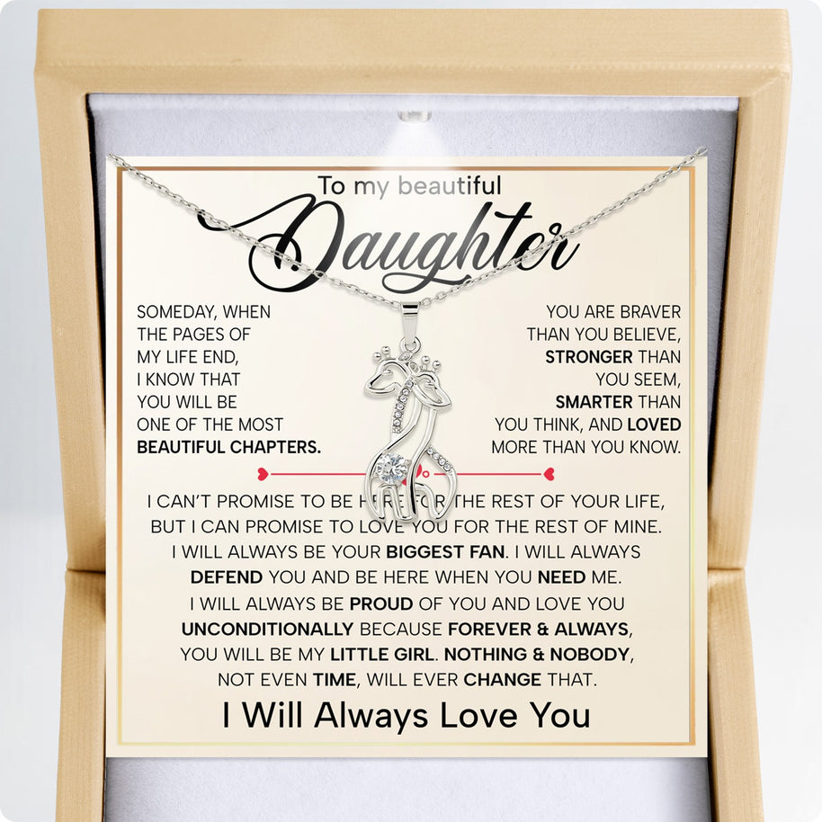 To My Daughter With Heartfelt Message - Giraffe Necklace For Daughter - Always In Mine