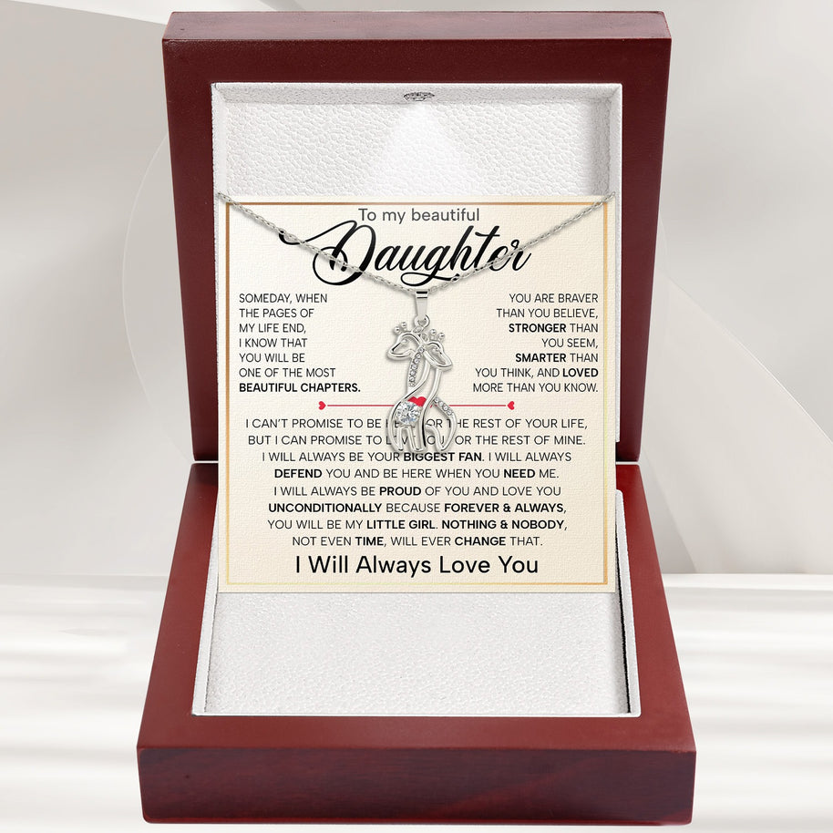 To My Daughter With Heartfelt Message - Giraffe Necklace For Daughter - Always In Mine